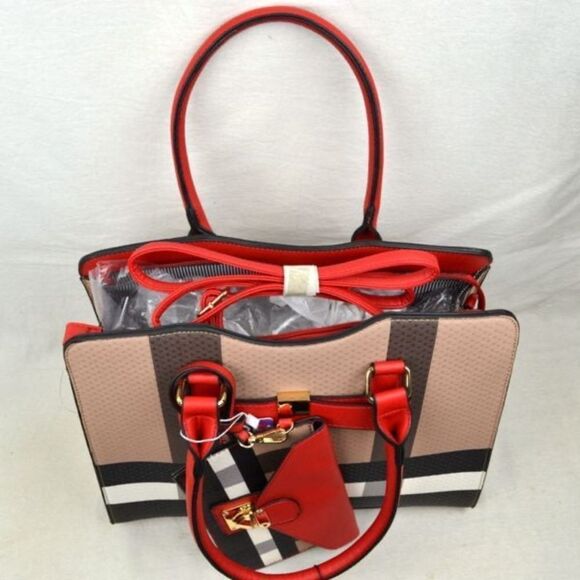 2N1 Checker Plaid print Ribbon Detail Tote - Picture 5 of 9